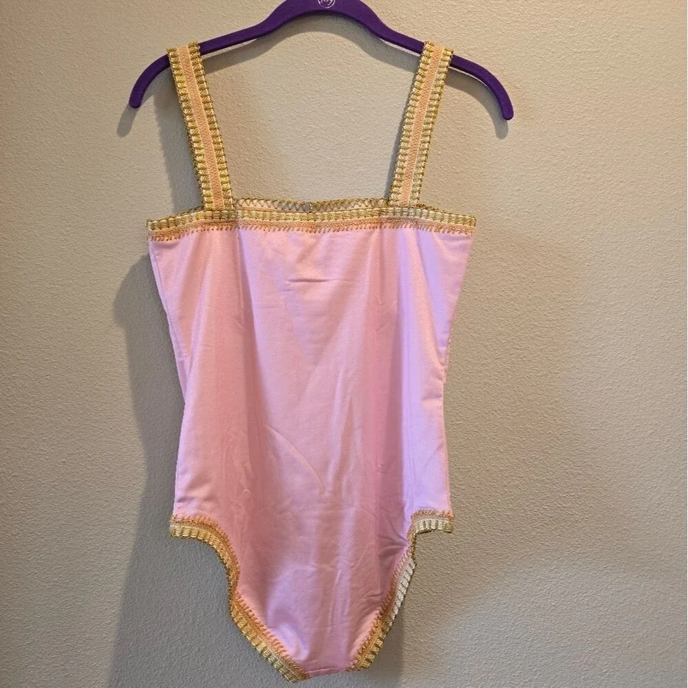 Platinum PQ by Solange Ferrarini Crochet Trim One Piece Swimsuit NWT Sz M